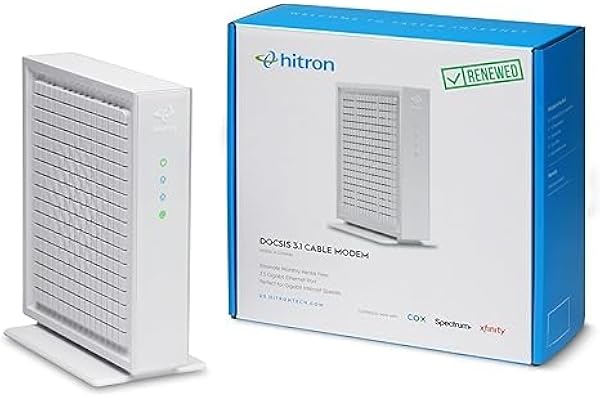 Hitron CODA56 Multi-Gigabit DOCSIS 3.1 Modem | 2.5 Gbps Max Internet Speeds | Certified with Xfinity, Charter Spectrum, Cox | 2.5 Gbps Ethernet Cable Modem ONLY | Requires Separate WiFi Router