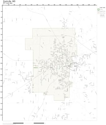 Amazon.com: ZIP Code Wall Map of Starkville, MS ZIP Code Map Not