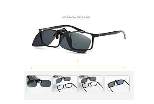 2PCS Polarized Day Night Vision Flip-up Clip-on Lens Driving Glasses Sunglasses (black(day)+yellow(night))