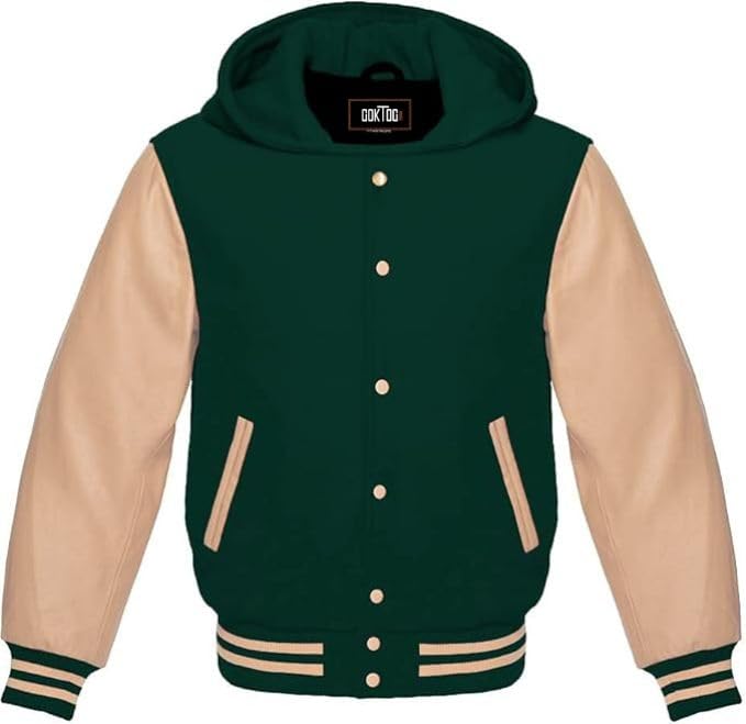 GOKTOG Hooded Varsity Jacket Women, Baseball