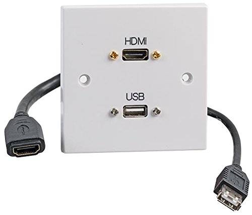 PRO SIGNAL PELR0101 1-Gang AV Wallplate with HDMI & USB-A Female Connectors with Fly Leads