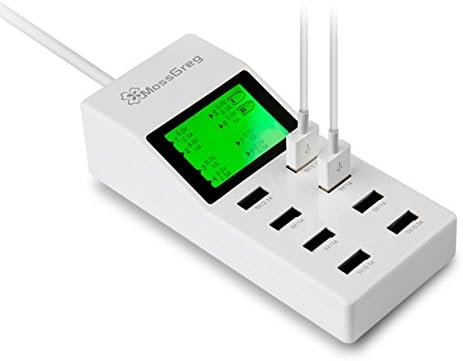 Moss Greg 8-port High Speed Desktop USB Charger LCD Display for Iphone, Ipad Air 2, Samsung Galaxy S6 / S6 Edge, Nexus, HTC M9, Nokia and More