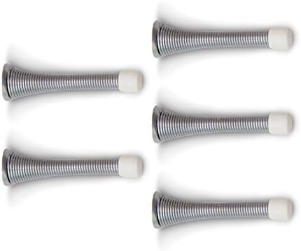 Sight Lights Door Stoppers, Spring, Screw In, Rubber Bumper, Brass Plated, Silver Color