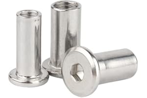 QIRUIRED 5 Pcs M5 x 16mm Hex Socket Screw Rivet Insert Nut 304 Stainless Steel Flat Head Barrel Nuts Internal Thread Cylindrical Nut Rivnut Locking Screws or Bolts