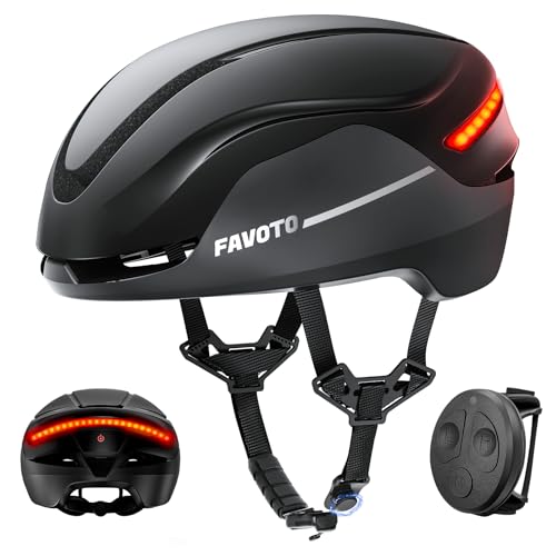 Favoto Casco Bici Corsa & E-Bike con Frecce e Luce Posteriore, Adulto | Certificato NTA 8776, fibbia magnetica, protezione In-Mould e luce posteriore. Ideale per bici elettrica e città