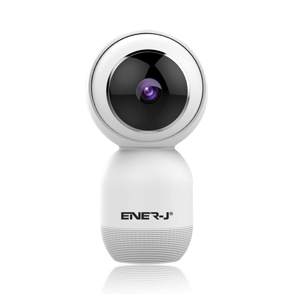 ENERJ Indoor Wireless Security Camera, 1080P HD WiFi Baby Monitor & Pet Camera, 360° Pan Tilt Zoom, Night Vision, Motion Detection, 2-Way Audio, Works with Alexa & Google Home, White