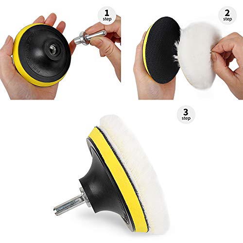 Sorrento Crafts Car Foam Drill Polishing Pad Kit 22 PCS, 3 Inch(80mm) Buffing Pads Sponge Pads Kit for Car Sanding, Polishing, Waxing, Sealing Glaze (Style 1) - Thumbnail 4