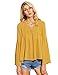 SheIn Women's Bell Sleeve V Neck Dip Hem Pleated Blouse Top Large Yellow