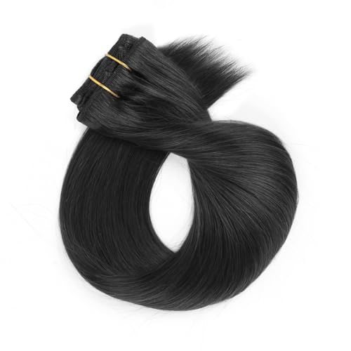 ABH AMAZINGBEAUTY HAIR Clip in Hair Extensions Human Hair Straight Clip in Extensions Full Head Clip in Remy Human Hair Clip ins Jet Black Color #1 Reusable Invisible 8Pcs 20 Inch 120 Grams