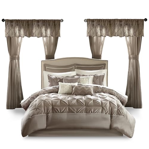 Madison Park Essentials Room in a Bag Faux Silk Comforter Set - Luxe Diamond Tu…