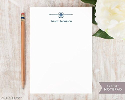 PROP PLANE NOTEPAD - Personalized Vintage Airplane Stationery/Pilot Aviation Mens Boys Stationary 5x7 or 8x10 Note Pad