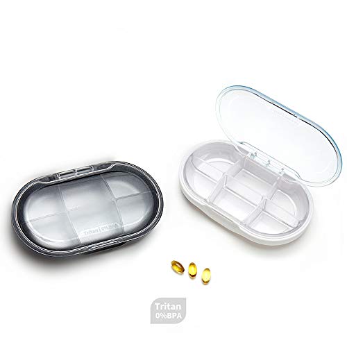 REOOHOUSE-Pill-Organiser-Portable-Travel-Tablet-Medicine-Vitamin-Pill-Organizer-Box-for-Purse-or-PocketTritan-Material-White
