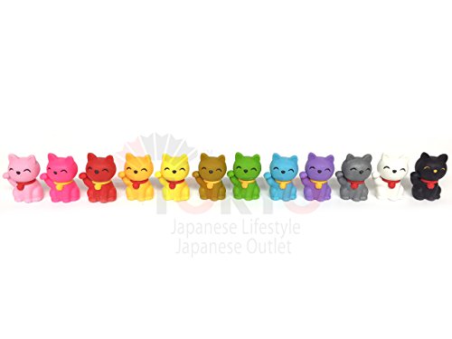 Iwako Japanese Pencil Erasers - 12pcs Lucky Cat (Welcome Cat) - Limited Edition only at Tokyo Japanese Outlet
