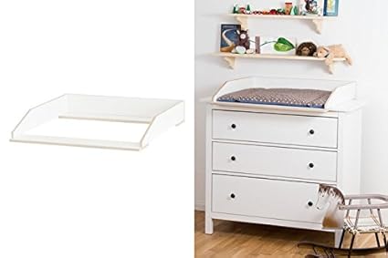 Wickelaufsatz Aufsatz für Ikea Hemnes Kommode stabiles Holz (keine Spanplatte) sichere Wand- u. Kommodenbefestigung abgerunde