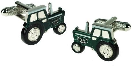 Mens Gents Designer Fashion Novelty Cufflinks by Onyx Art - Perfect gift for Fathers Day or the Man in your life - Green Tractor - For the Farmer by Oynx Art