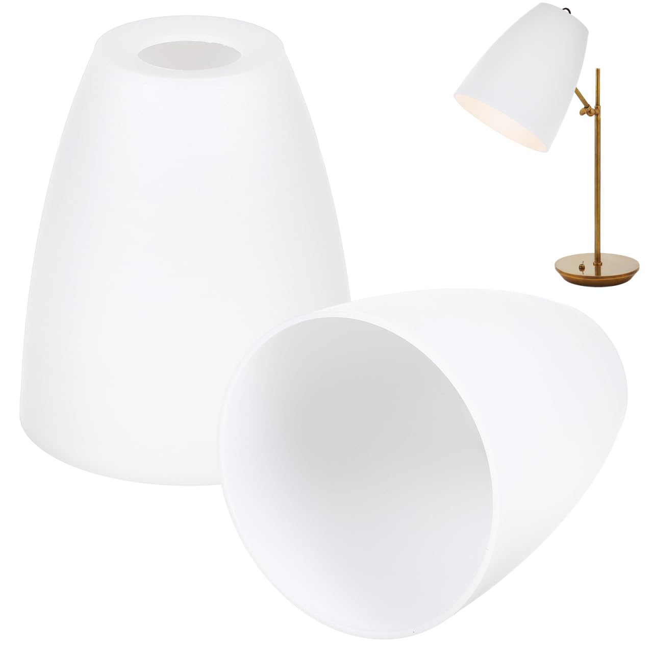 OSALADI Small Plastic Lamp Shade 2Pcs Set for E14 Bulb Table Lamp Light Shade Indoor Home Decoration 12X12X6 Inches White Lampshade Cover