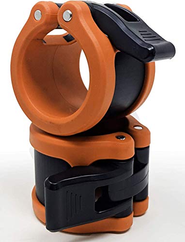 Clout Fitness Quick Release Pair of Locking 2" Olympic Size Barbell Clamp Collar Great for Pro Crossfit Training (Orange)