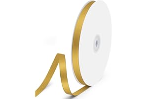 Quhora 3/8" x 100 Yards Satin Ribbon - Dark Gold Silk Ribbon with Spool - Ideal for Gift Wrapping, Floral Bouquets, Crafts, Wedding Party Decorations, Christmas and Sewing Projects