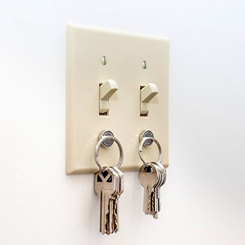 MAGKEY Magnetic Key Holder Entryway Organizer for Light Switch - Smart Modern Design for Keychain Ring & Car Keys - No More Shelf or Wall Hooks with Easy Screw in Design