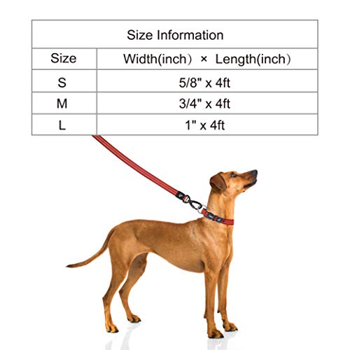 KRUZ PET KZV5048-05L 4' Reflective Heavy Duty Click & Lock Hook Leash, Large