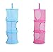 OrangeTag Hanging Mesh Space Saver Bags Organizer 3 Compartments Toy Storage Basket for Kids Room organization mesh hanging bag 2 Pcs Set , Random Colors