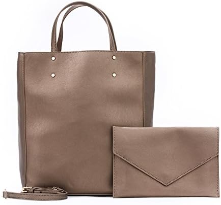 BYSUMMER MARKFRAN HARPER TOTE w/ MINI ENVELOPE CLUTCH (KAHKI CHOCO)