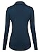 Ninedaily Womens Business Tops Lapel V Neck Slimming Long Sleeve Office Blouse Blue