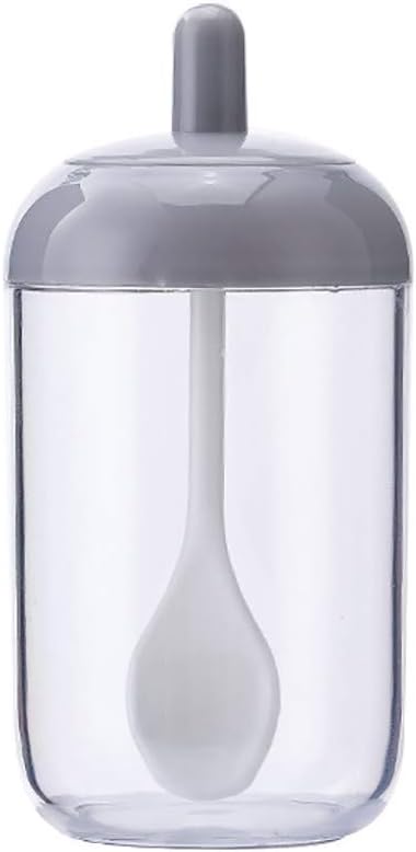Retrofish Spice Jars/Bottles/Holder, Plastic Seasoning Container with Spoon Caps, Condiment Salt Storage Bottles for Ketchup Pepper, 5.11 x 2.55inch
