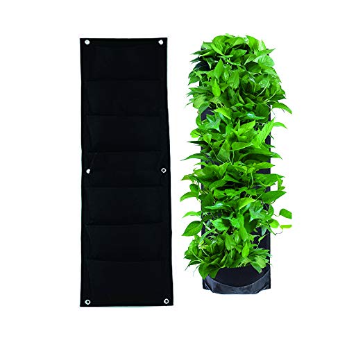 Happy reunion Garden Planter 7 Pockets Garden Hanging Planter Vertical Garden Living Wall Hanging Planter Flowers Vegetables Plant Hanger Holder for Balcony Garden Yard Office Home