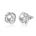 Fulemay 18K Gold Plated Stud Earrings, Clear Zirconia Twist