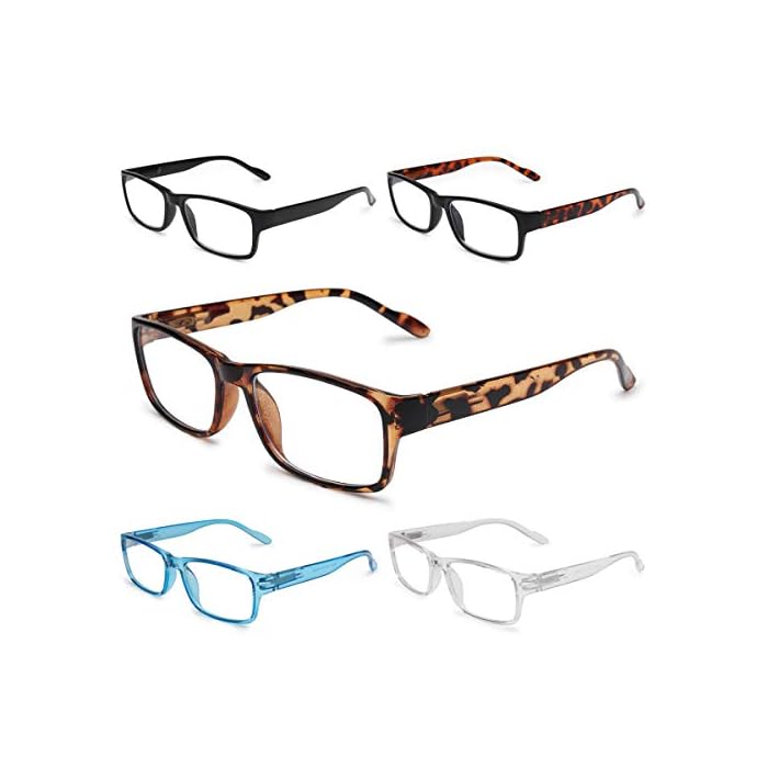 Gaoye 5-Pack Reading Glasses Blue Light Blocking,Spring Hinge Readers for Women Men Anti Glare Filter Lightweight…
