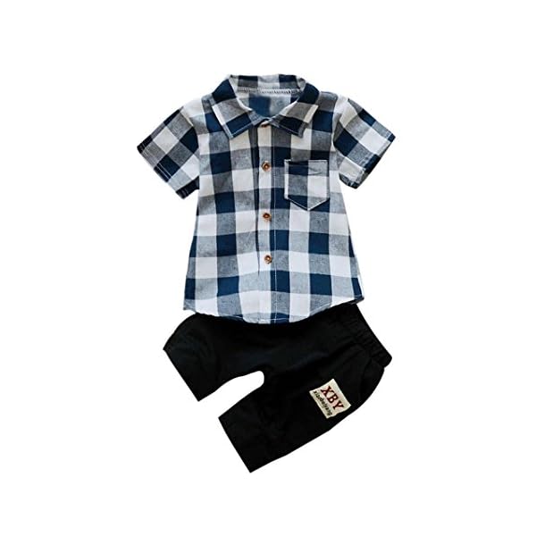 Malada Toddler Kids Baby Boy Plaid T Shirt Tops+Shorts Pants 2Pcs Outfits Clothes Set