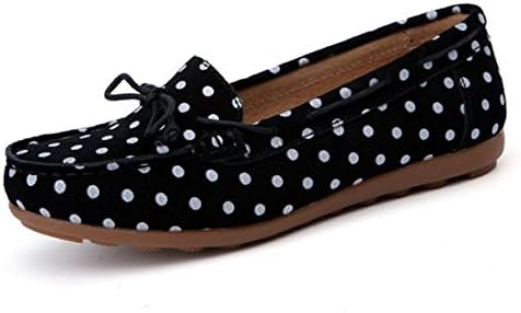 York Zhu Women Loafer Shoes, Slip on Dot Flats Suede Loafers Moccasins Shoes