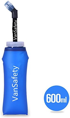 VanSafety Soft Flask Water Bottles Hydration Pack Push-Pull Cap Lightweight Marathon Hiking Cycling Running Walk 600ML