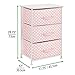 mDesign Storage Dresser End/Side Table Night Stand Tower Unit with 3 Removable Fabric Drawers - Organizer for Baby, Kid, and Teen Bedroom, Nursery, Playroom, or Dorm, Pink/White Polka Dot
