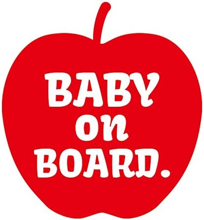 Amazon Co Jp リンゴ Baby On Board カッティング ステッカー レッド 赤 車 バイク