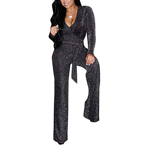 Kumono Womens Sparkly V Neck Long 