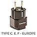 Europe Travel Adapter for European Outlets - Type C, Type E, Type F - Europe Plug Adapter Works in France, Spain, Germany, Netherlands, Belgium, Poland, Russia