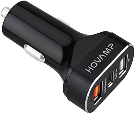HOVAMP Quick Charge 3.0 Type C Car Charger 45W Fast Charger with 3.0A and 2.1A Smart USB Ports for iPhone, iPad, Tabs, PDA, GPS, Kindle, Macbook
