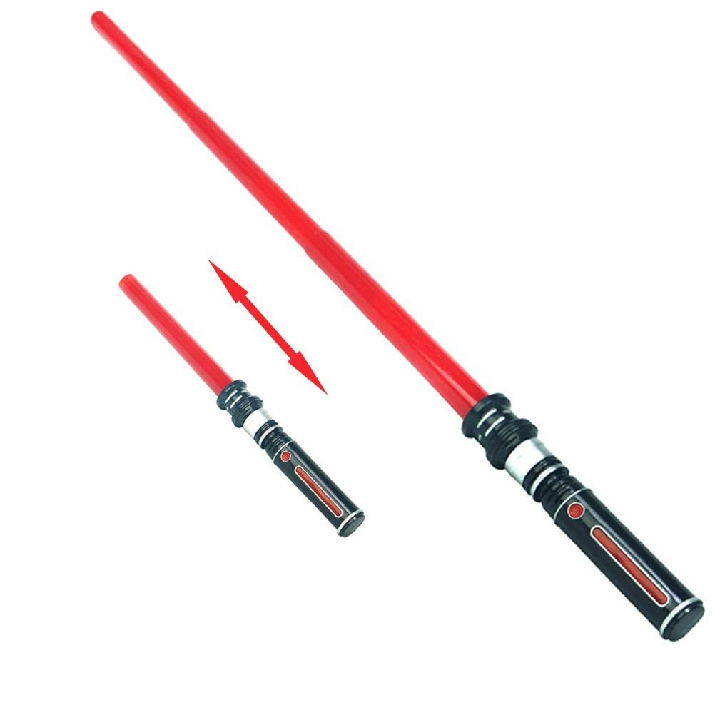 Eeauytr Star Wars Lightsaber,Retractable LED Light-emitting Sword with Simulated Sound, Children Toy Role Play Props,Chrismas Toy Gift, E7 Red