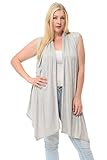 Pastel by Vivienne Women's Asymetric Open Front Vest XXX-Large Heather Grey