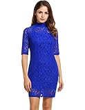 ANGVNS Women Lace Slim Fit Sexy Middle Sleeve Pencil Floral Cocktail Dress