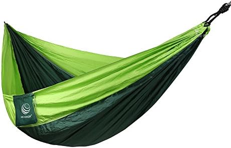 Moonor Portable Camping Hammock Weather Resistant Parachute Nylon Fabric Outdoor Hammocks for Backyard, Porch, Backpacking, Travel, Beach