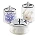 mDesign Glass Bathroom Vanity Apothecary Storage Organizer Canister Jar for Cotton Balls, Swabs, Makeup Sponges, Bath Salts, Hair Ties, Jewelry - Set of 3, Varied Sizes - Clear/Chrome
