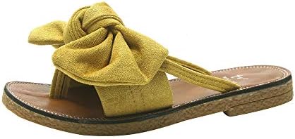 Flip Flops,QINPIN Women Fashion Solid Color Bow tie Flat Heel Sandals Slipper Beach Shoes