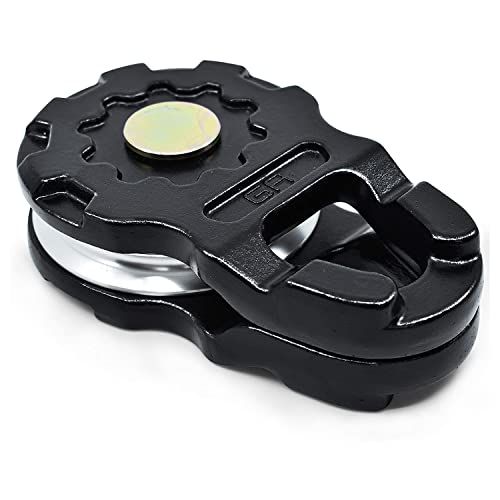 GearAmerica Aluminum ULTRA Snatch Block Black | Winch Pulley for Tow Rope or Steel Cable up to 14mm | Dual Winch Capacity and Control Pull Steering