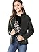 Allegra K Women's Long Sleeves Zippered Pockets Padded Quilted Jacket XS Black
