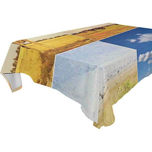 CHASOEA Decor Tablecloth African Safari Collage Lanscape with Native Animals Grassland Savannahs Mamals Rectangular Table Cover 60" x 104"
