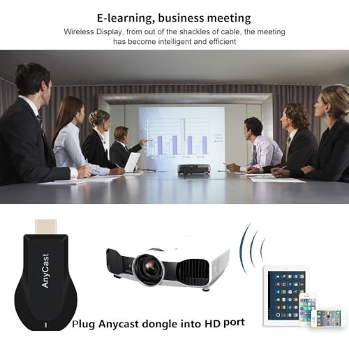 SmartSee Anycast HD Wireless Display Adapter WiFi 1080P Mobile Screen Mirroring Receiver Dongle for iPhone Mac iOS Android to TV Projector Support Miracast Airplay DLNA
