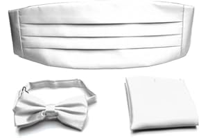 KOOELLE Cummerbunds Belt & Men's Bow Tie & Pocket Square - For Men's Black Tie Events
